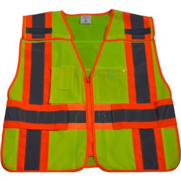 Petra Roc Inc Petra Roc Two Tone Expandable 5-Point Breakaway Safety Vest, Polyester Solid, Lime/Orange, 6XL-8XL LV2-PSVP-SUPER